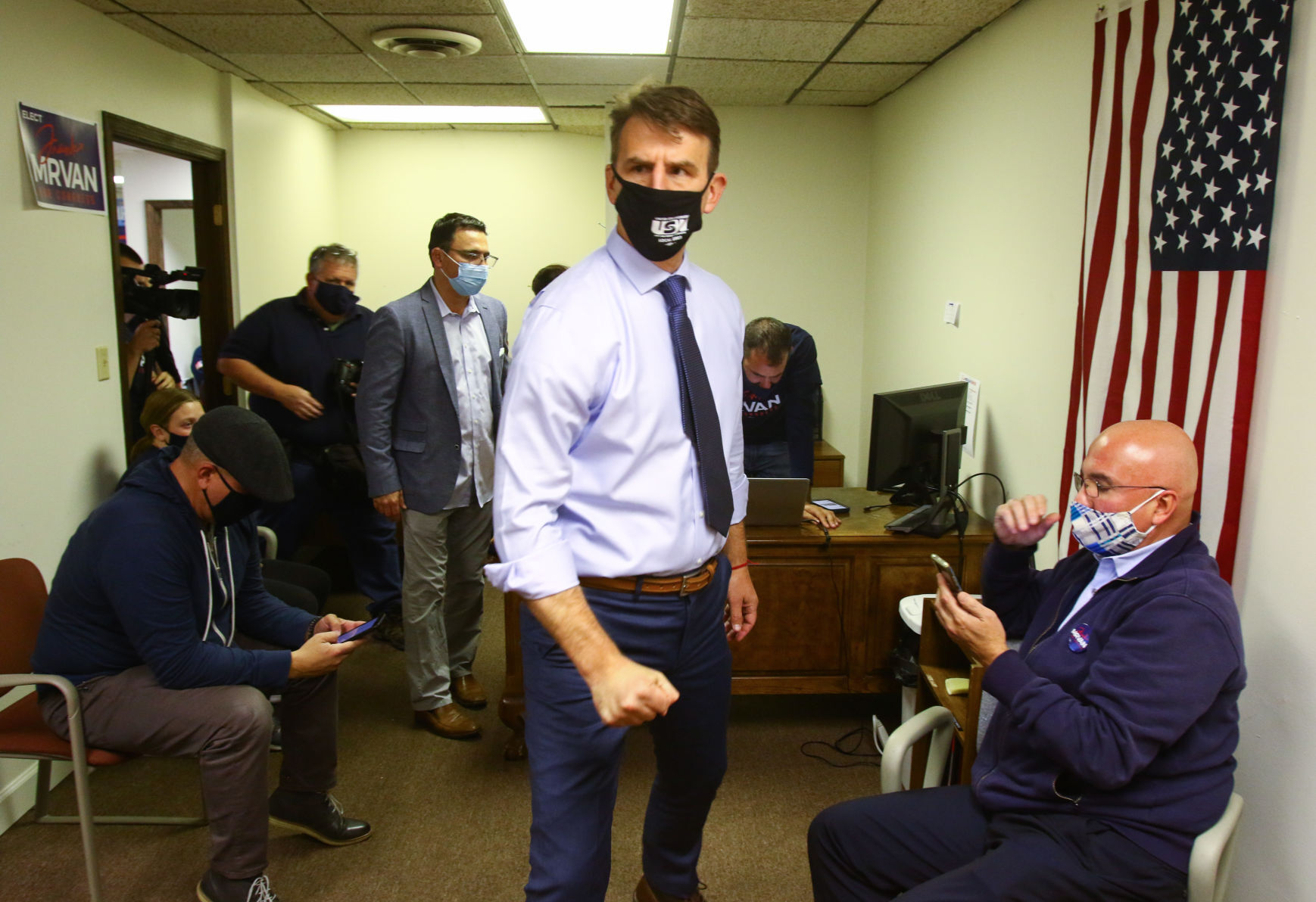 Frank Mrvan visits headquarters on Election Night